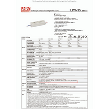 Lade das Bild in den Galerie-Viewer, Netzteil/ Trafo "MW" LPV-35-12V, 36W, IP67