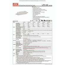 Lade das Bild in den Galerie-Viewer, Netzteil/ Trafo "MW" LPV-60-12V, 60W, IP67